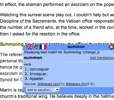 Traduction de summoning